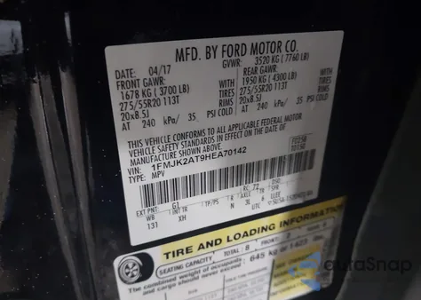 2017 Ford Expedition El Limited from USA, damaged, VIN 1FMJK2AT9HEA70142